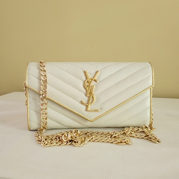 Yves Saint Laurent Handbags - Yves Saint Laurent Cassandra Wallet w Chain Crossbody Handbag